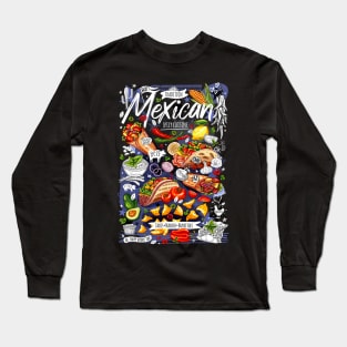 Food poster, food, Mexican, nachos, burritos, tacos, snack. Long Sleeve T-Shirt